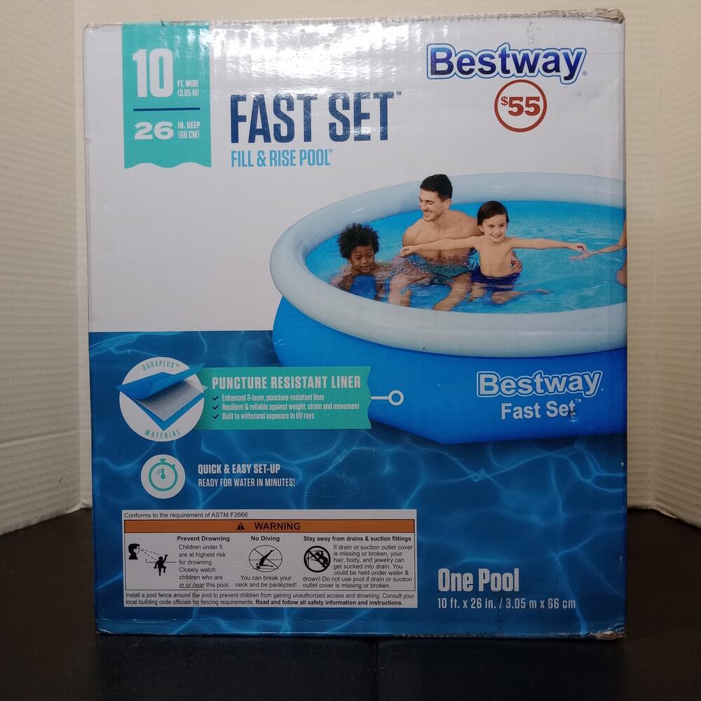 Bestway Fast Set 10' x 26" 845 Gal Round Inflatable Above Ground Pool